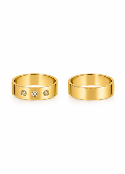 Alianças com Zircônias Douradas Elegance