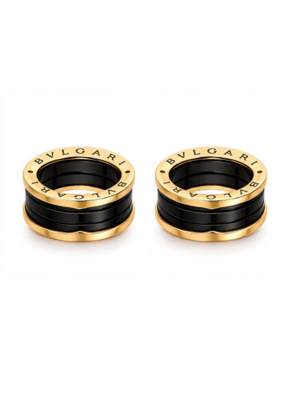 Alianças Douradas BVLGARI com Detalhe Preto