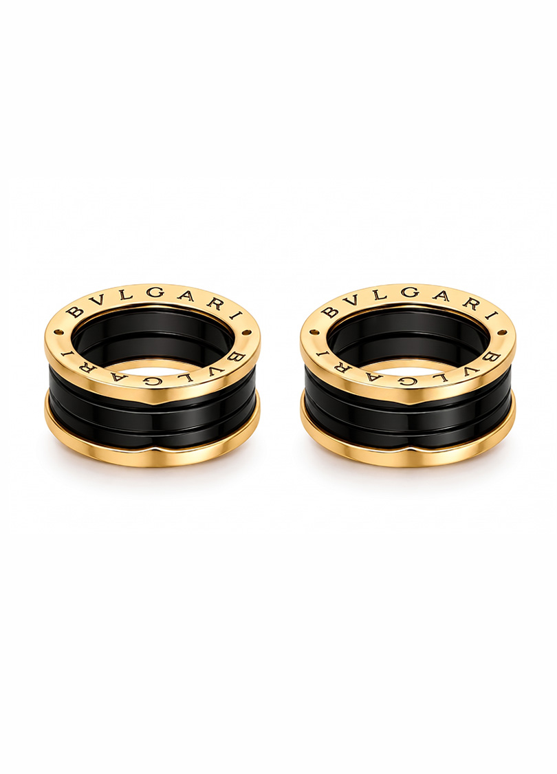 Alianças Douradas BVLGARI com Detalhe Preto
