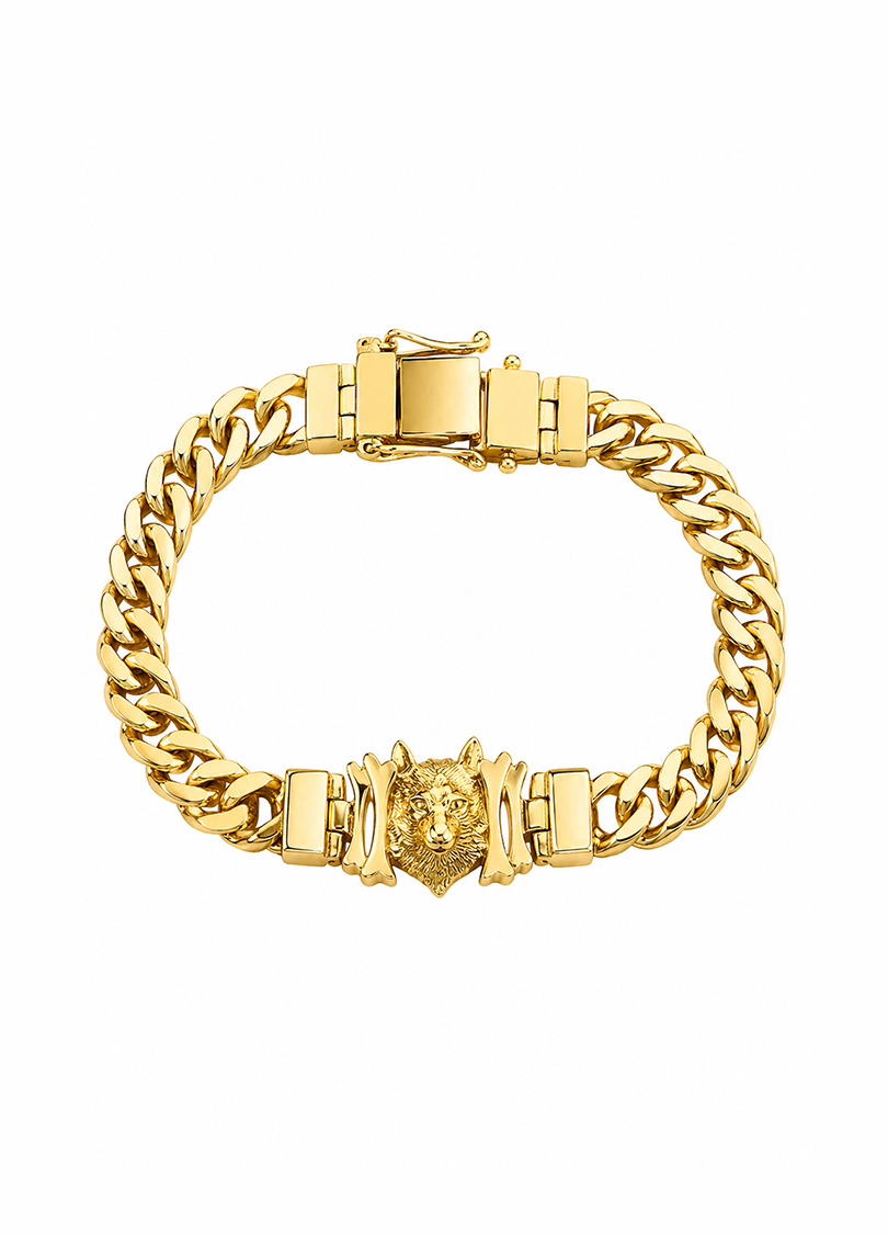 Pulseira Dourada Lobo