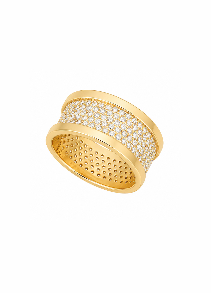 Anel Dourado Cravejado Premium